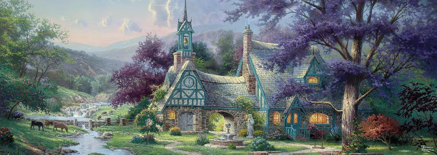image:imageCeaco  3 in 1 Multipack  Thomas Kinkade  Clocktower Cottage  550 750 700 Piece Panoramic Jigsaw Puzzles