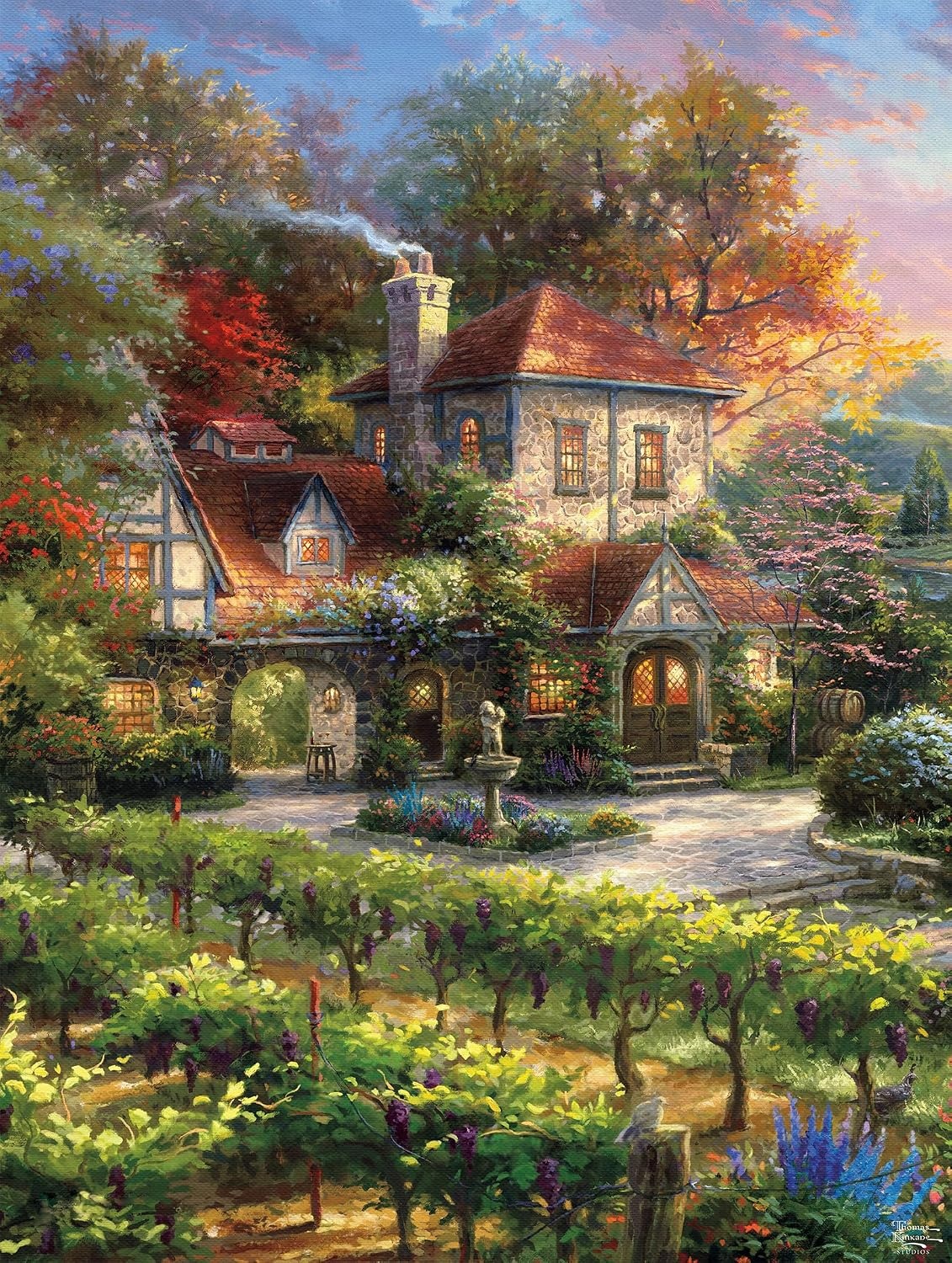 image:imageCeaco  3 in 1 Multipack  Thomas Kinkade  Clocktower Cottage  550 750 700 Piece Panoramic Jigsaw Puzzles