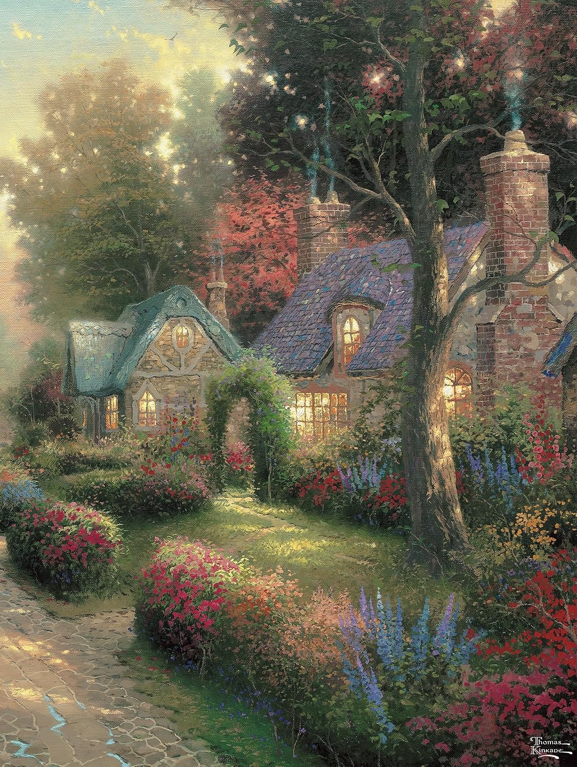 image:imageCeaco  3 in 1 Multipack  Thomas Kinkade  Clocktower Cottage  550 750 700 Piece Panoramic Jigsaw Puzzles