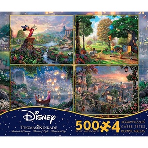 image:imageTHOMAS KINKADE FANTASIA LADY amp THE TRAMP WINNIE THE POOH TANGLED DISNEY DREAMS COLLECTION 4 IN 1 JIGSAW PUZZLE SET 500 pieces